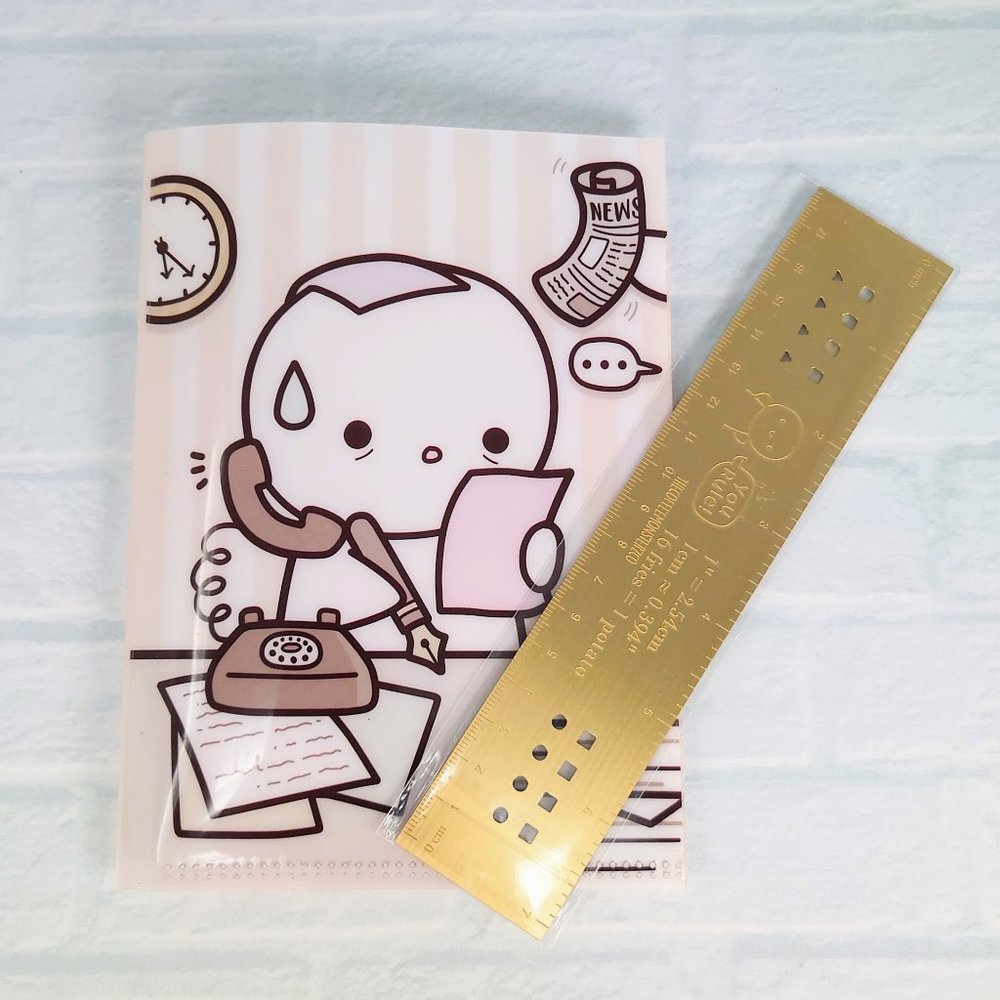 Office Hustle B6 File Folder & Gold Emoti Stencil Ruler TheCoffeeMonsterzCo TCMC